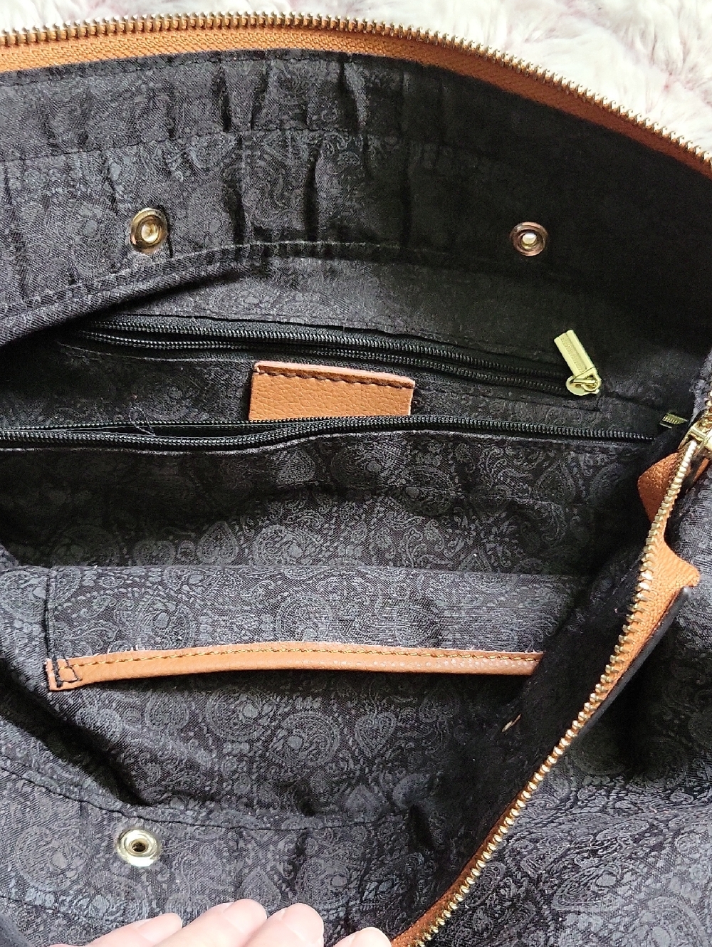 Genuine Leather Tote Bag w/Removable Snap-In Pouch 2-in-1 Minimalist Work Bag - Picture 17 of 17